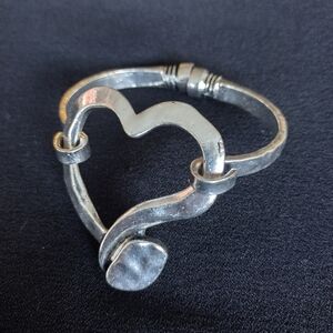 Silver Plated Nailed Heart Bangle